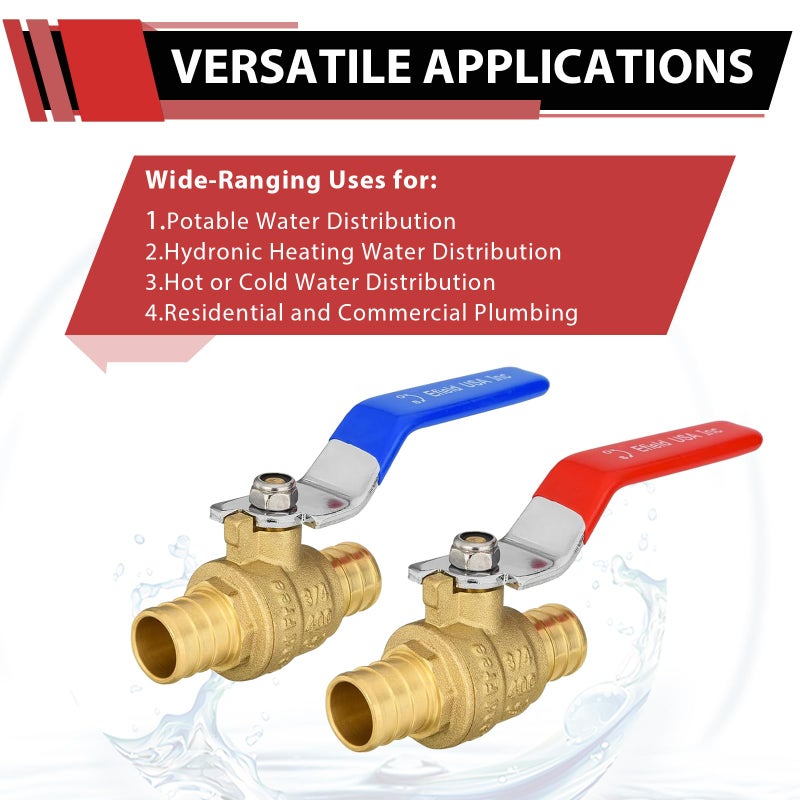 EFIELD (Pack of 10) EFIELD 3/4 Inch Pex Brass Full Port Shut-off Ball Valve for Hot and Cold Water, UPC Certified,(VALVE013) - Image 5